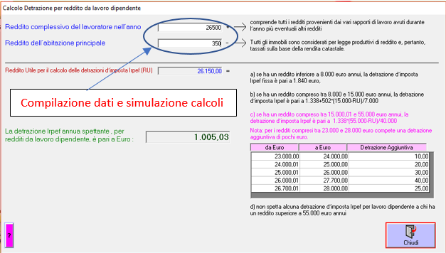 Calcolo Detrazione lavoro dipendente busta Paga